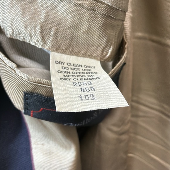 Vtg USA Made 40R Navy Blue Hopsack Gold Button Mens Blazer Sport Coat Jacket - Picture 8 of 9